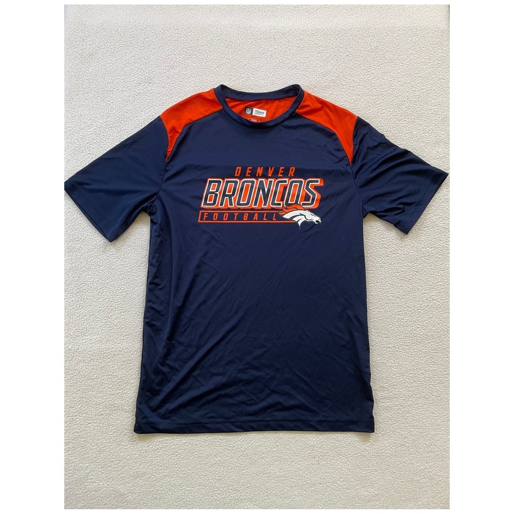 NFL Mens Medium T-Shirt Navy Blue Denver‎ Broncos Football Graphic Tee